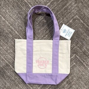 TraderJoe’s mini Purple and Cream Tote Bag